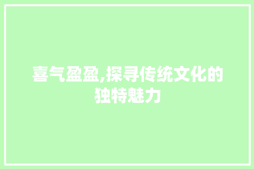 喜气盈盈,探寻传统文化的独特魅力