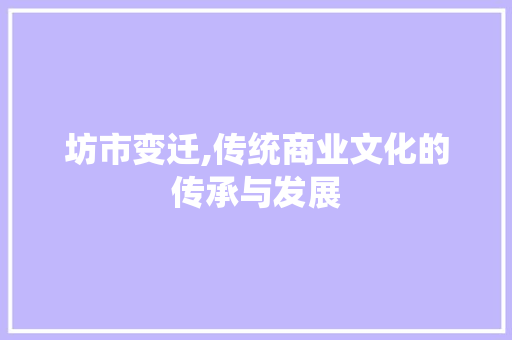 坊市变迁,传统商业文化的传承与发展