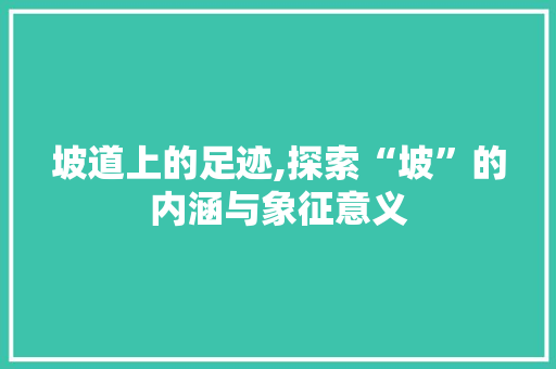 坡道上的足迹,探索“坡”的内涵与象征意义