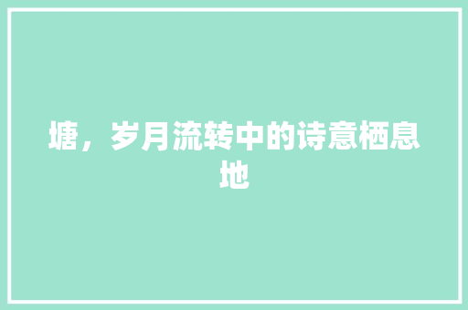 塘，岁月流转中的诗意栖息地