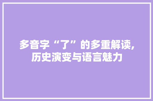 多音字“了”的多重解读,历史演变与语言魅力