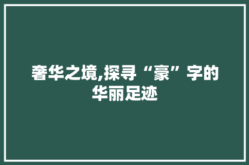 奢华之境,探寻“豪”字的华丽足迹