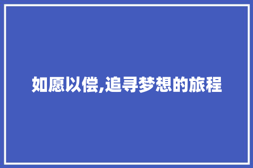 如愿以偿,追寻梦想的旅程