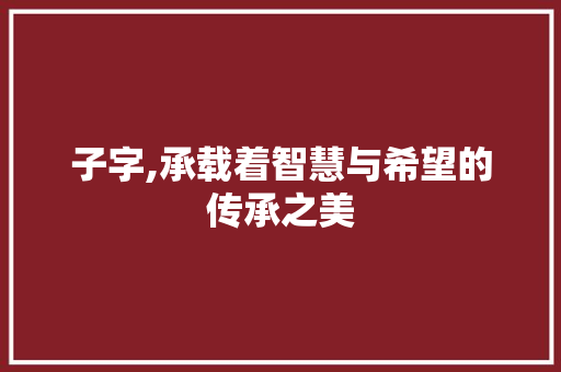 子字,承载着智慧与希望的传承之美