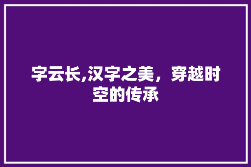 字云长,汉字之美，穿越时空的传承