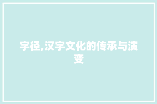 字径,汉字文化的传承与演变