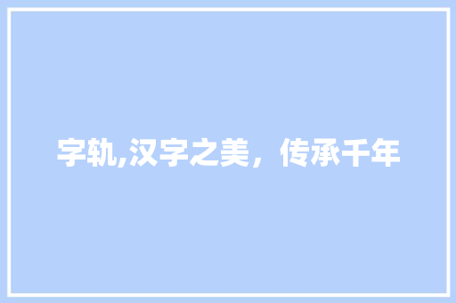 字轨,汉字之美，传承千年