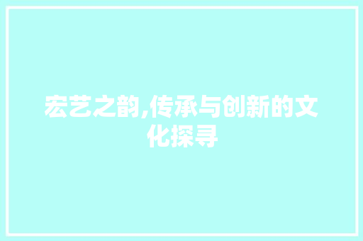 宏艺之韵,传承与创新的文化探寻