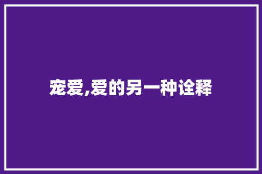 宠爱,爱的另一种诠释
