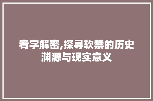 宥字解密,探寻软禁的历史渊源与现实意义
