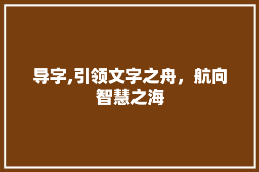 导字,引领文字之舟，航向智慧之海