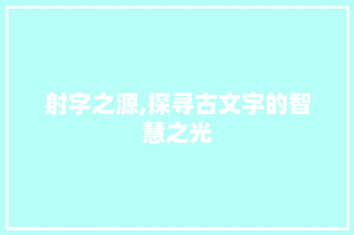 射字之源,探寻古文字的智慧之光