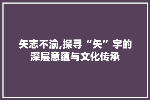 矢志不渝,探寻“矢”字的深层意蕴与文化传承