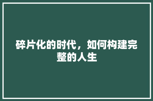 碎片化的时代，如何构建完整的人生