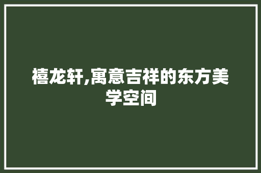 禧龙轩,寓意吉祥的东方美学空间