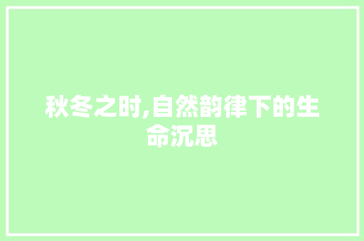 秋冬之时,自然韵律下的生命沉思 诗词鉴赏