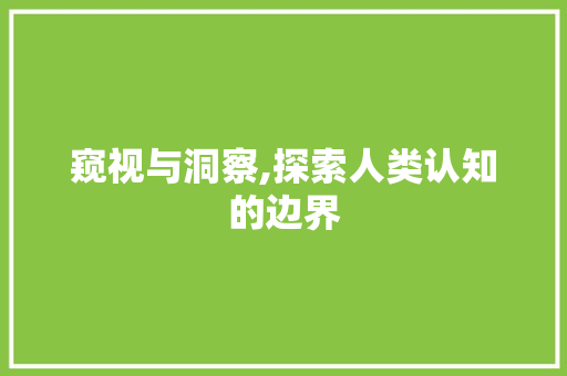 窥视与洞察,探索人类认知的边界