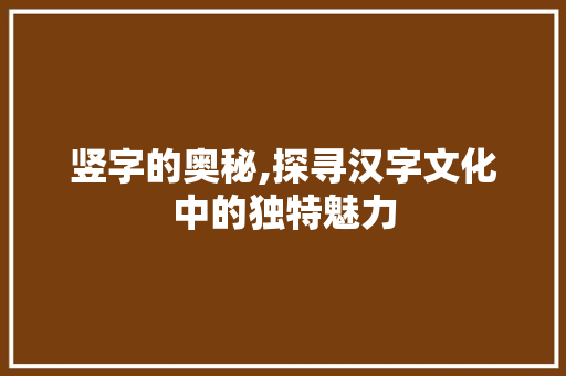 竖字的奥秘,探寻汉字文化中的独特魅力 工作总结