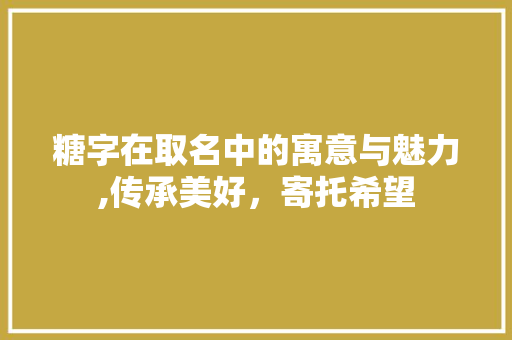 糖字在取名中的寓意与魅力,传承美好，寄托希望