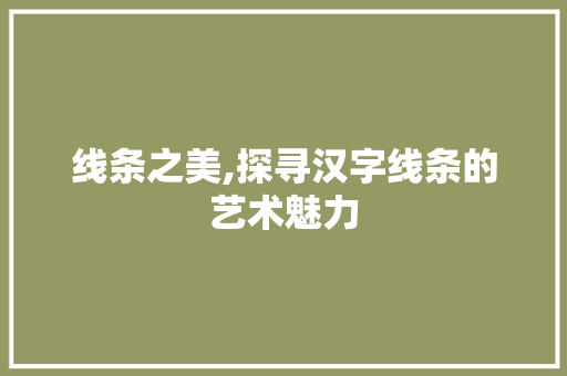 线条之美,探寻汉字线条的艺术魅力