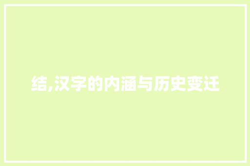 结,汉字的内涵与历史变迁