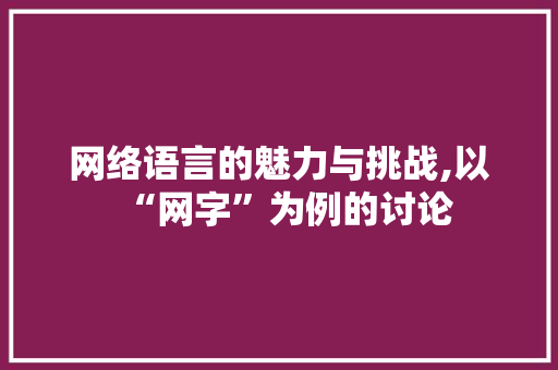 网络语言的魅力与挑战,以“网字”为例的讨论