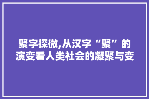 聚字探微,从汉字“聚”的演变看人类社会的凝聚与变迁 应用文
