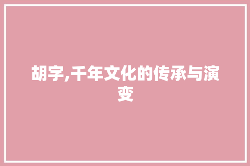 胡字,千年文化的传承与演变 项目报告