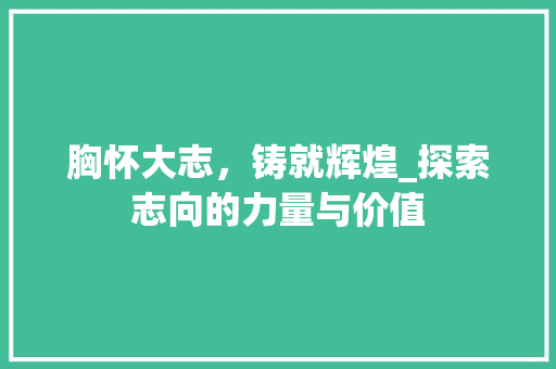 胸怀大志，铸就辉煌_探索志向的力量与价值