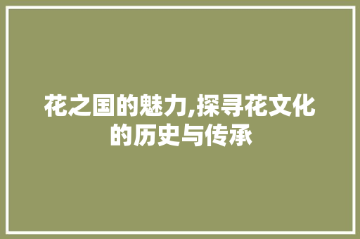 花之国的魅力,探寻花文化的历史与传承