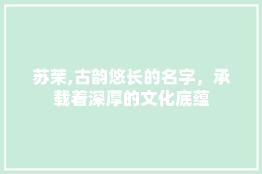 苏茉,古韵悠长的名字，承载着深厚的文化底蕴