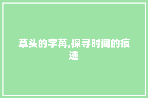 草头的字苒,探寻时间的痕迹
