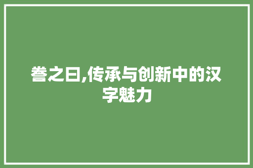 誊之曰,传承与创新中的汉字魅力