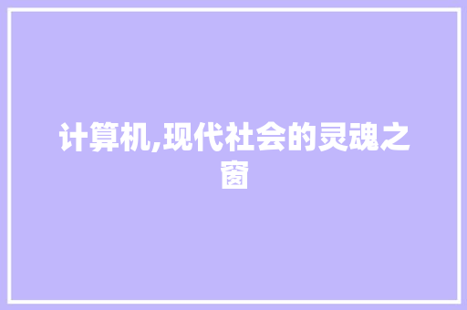 计算机,现代社会的灵魂之窗 诗词体裁