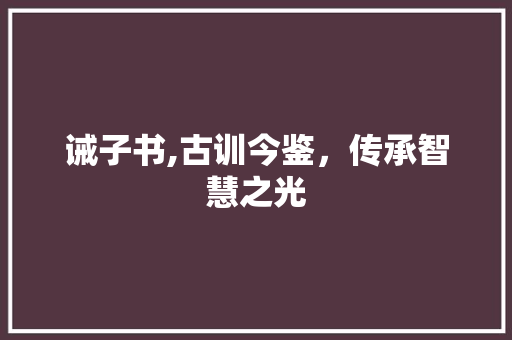 诫子书,古训今鉴，传承智慧之光