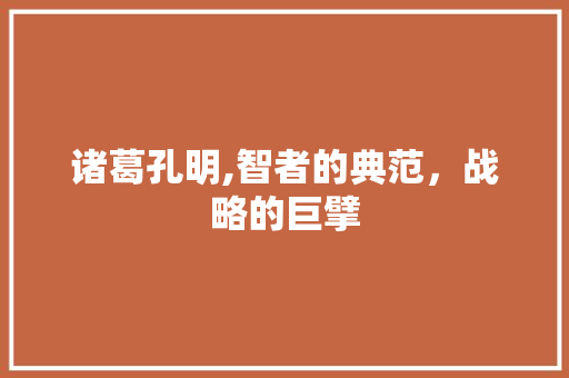 诸葛孔明,智者的典范，战略的巨擘 诗词应用