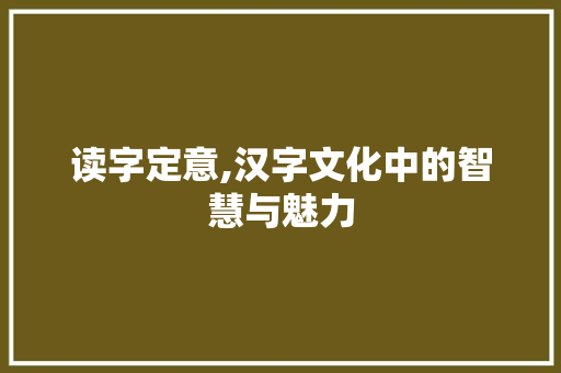读字定意,汉字文化中的智慧与魅力 项目报告