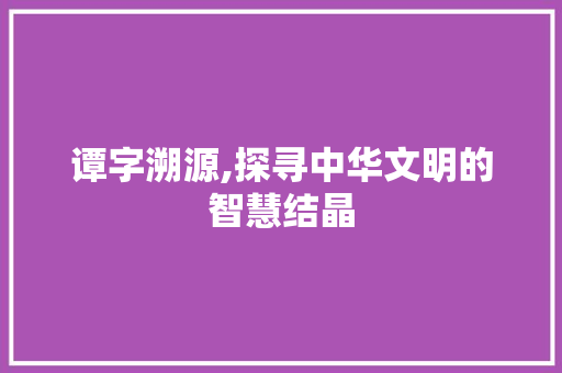 谭字溯源,探寻中华文明的智慧结晶