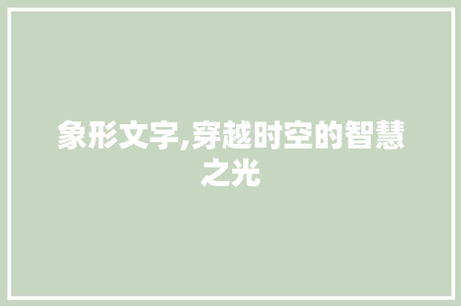 象形文字,穿越时空的智慧之光