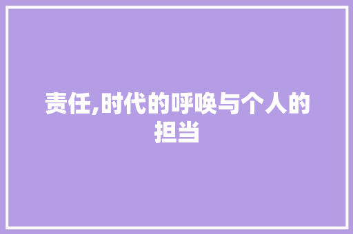 责任,时代的呼唤与个人的担当