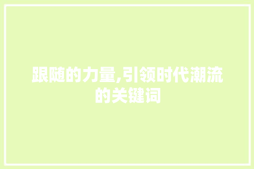 跟随的力量,引领时代潮流的关键词