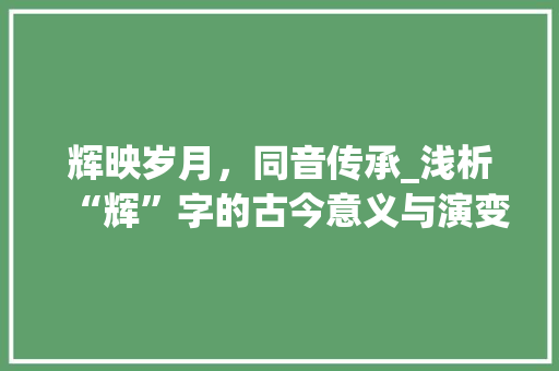 辉映岁月，同音传承_浅析“辉”字的古今意义与演变