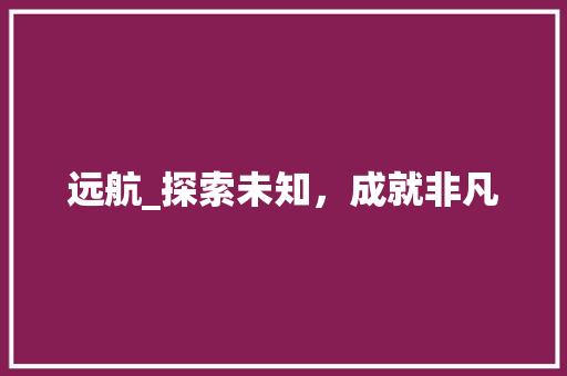 远航_探索未知，成就非凡