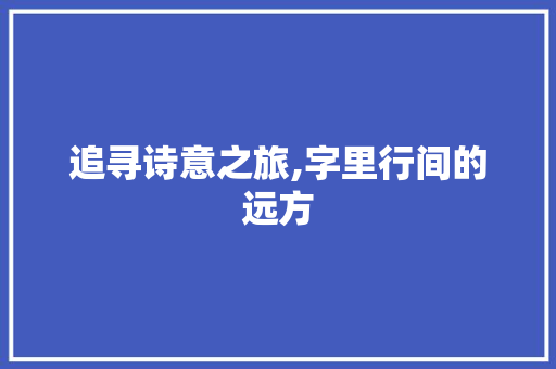 追寻诗意之旅,字里行间的远方