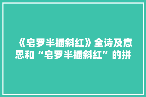 《皂罗半插斜红》全诗及意思和“皂罗半插斜红”的拼音注释 诗词鉴赏