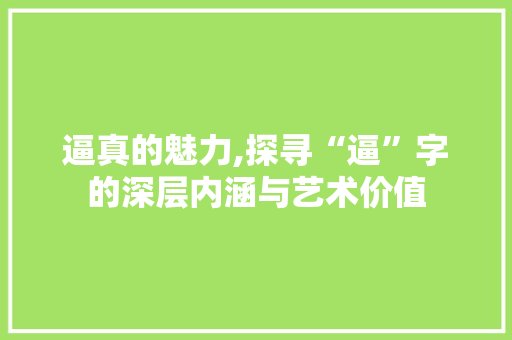 逼真的魅力,探寻“逼”字的深层内涵与艺术价值
