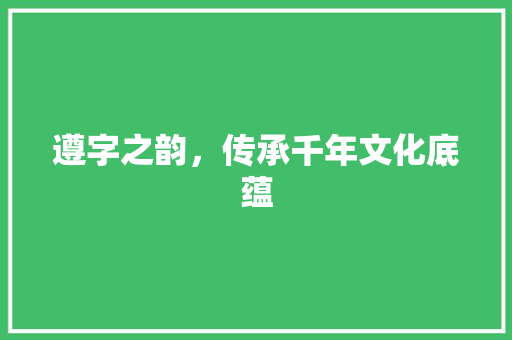 遵字之韵，传承千年文化底蕴