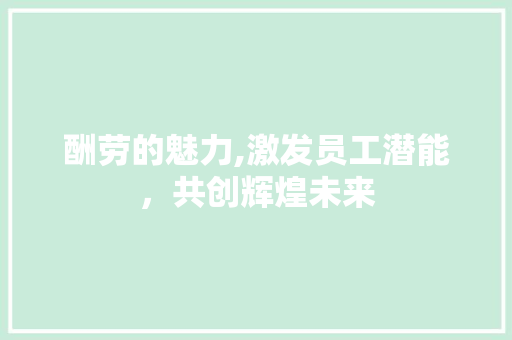 酬劳的魅力,激发员工潜能，共创辉煌未来