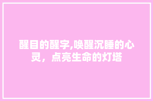 醒目的醒字,唤醒沉睡的心灵，点亮生命的灯塔