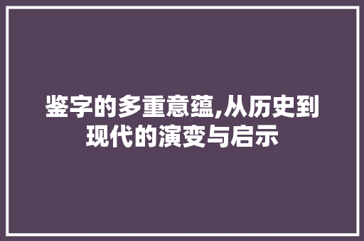 鉴字的多重意蕴,从历史到现代的演变与启示